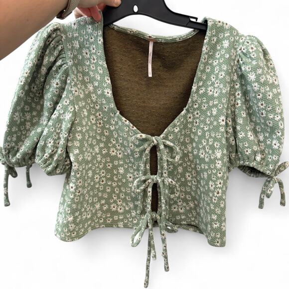 Free People Green Tie Top - Picture 2 of 5